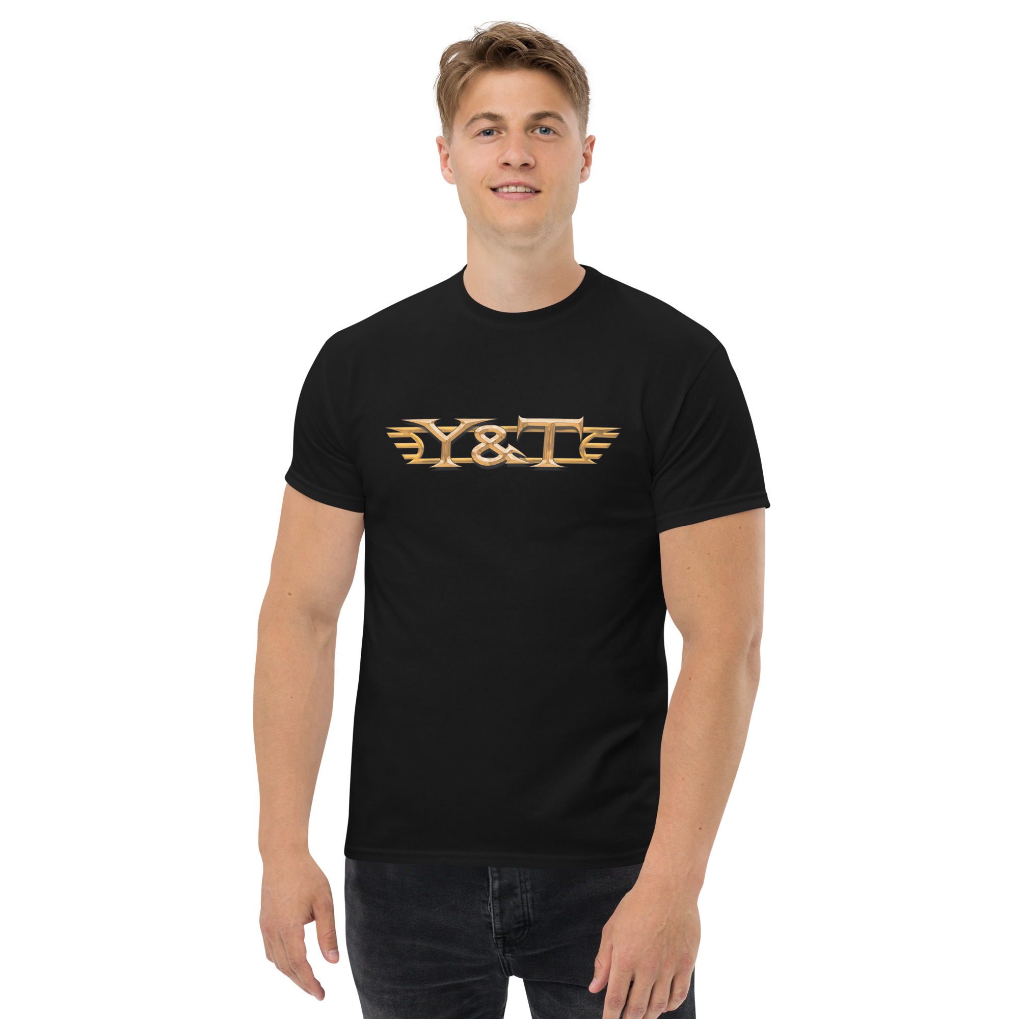 Black T-shirt with classic Y&T logo