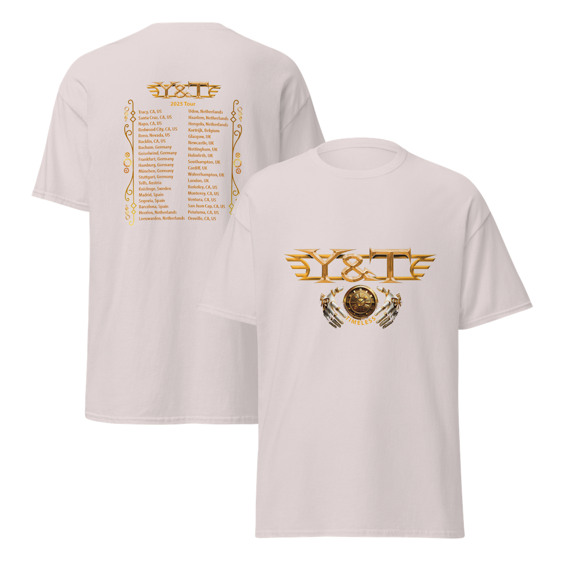 Photo of Y&T Timeless T-shirt with 2025 Shows on Back